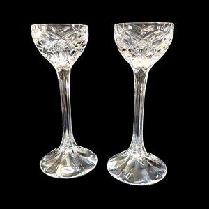 VTG Set of 2 candlesticks Gotham full lead crystal Germany pedestal 8” tall